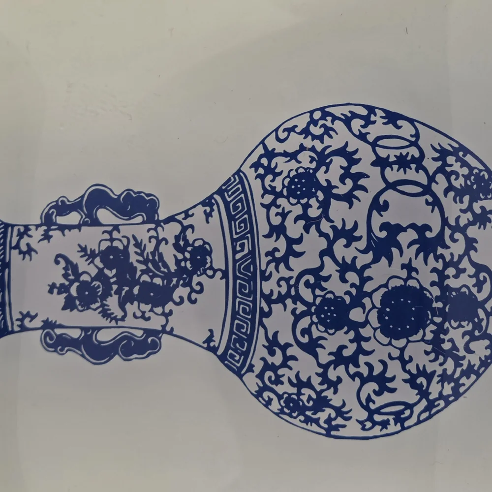 Hobby Lobby Blue and White Ceramic Decorative Plate with Vase Motif